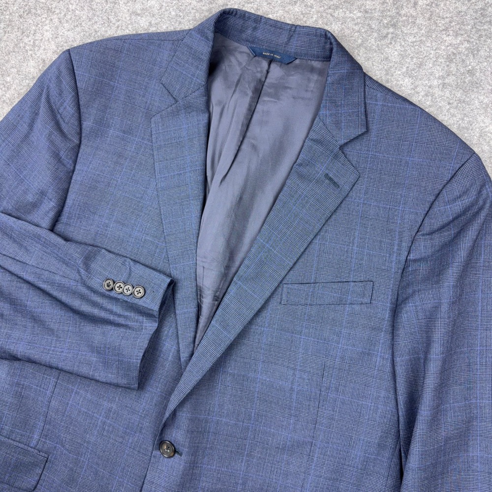 Brooks Brothers 1818 Regent Fit Blazer Mens 46R Navy Blue Plaid Wool Reda Italy